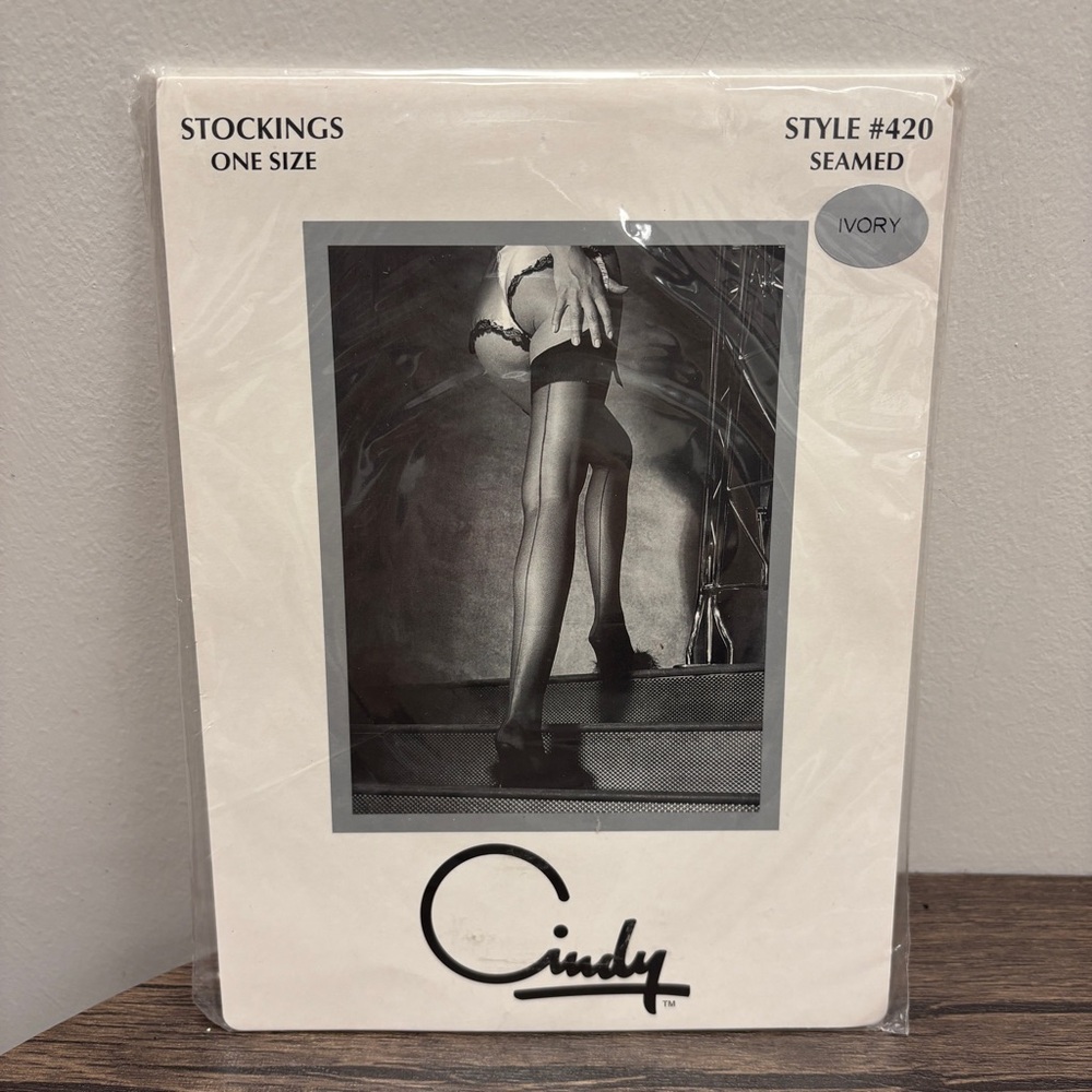 NEW Cindy Bridal Sheer Seamed Thigh High Stockings Hosiery 420 Ivory